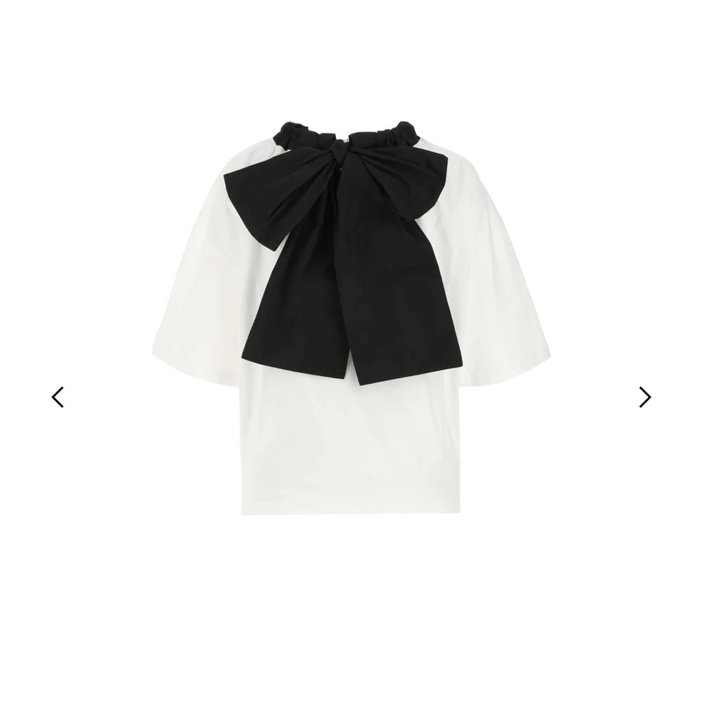 REDValentino Bow-Detailed Short Sleeve Cotton Top - Picture 3 of 6